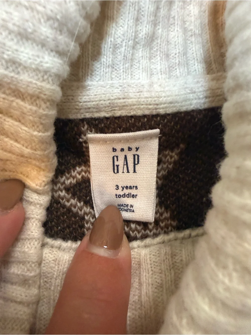 GAP Kids Cream Sweater with Brown Star Accents and Tan Ribbed Leggings